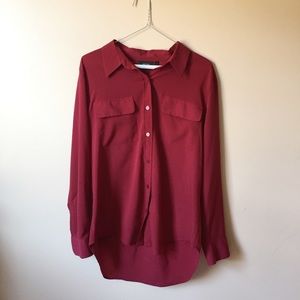 Apt. 9 red long sleeve button down blouse